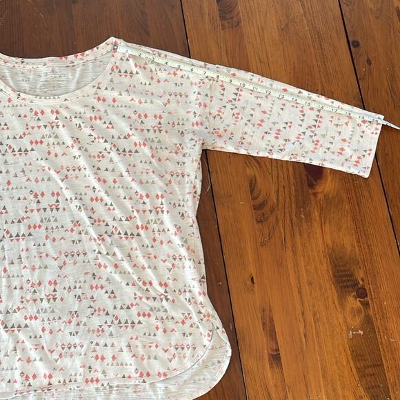 Sonoma Womens Large Shirt Long Sleeve 3/4 Sleeve Triangle Geometric Cream Orange - Picture 7 of 7